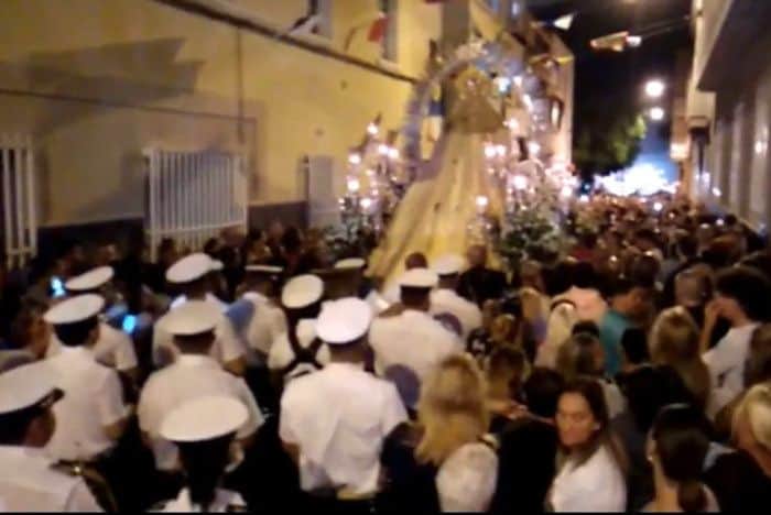 Agrupación Musical La Salle en la procesion de la Madruga de las fiestas de El Carmen en La Isleta