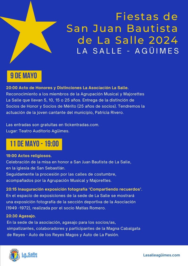 Programa de Fiestas de San Juan Bautista de La Salle 2024