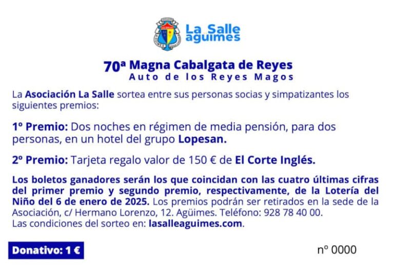 Participa en la rifa de la 70ª edición de la Magna Cabalgata – Auto de Reyes Magos